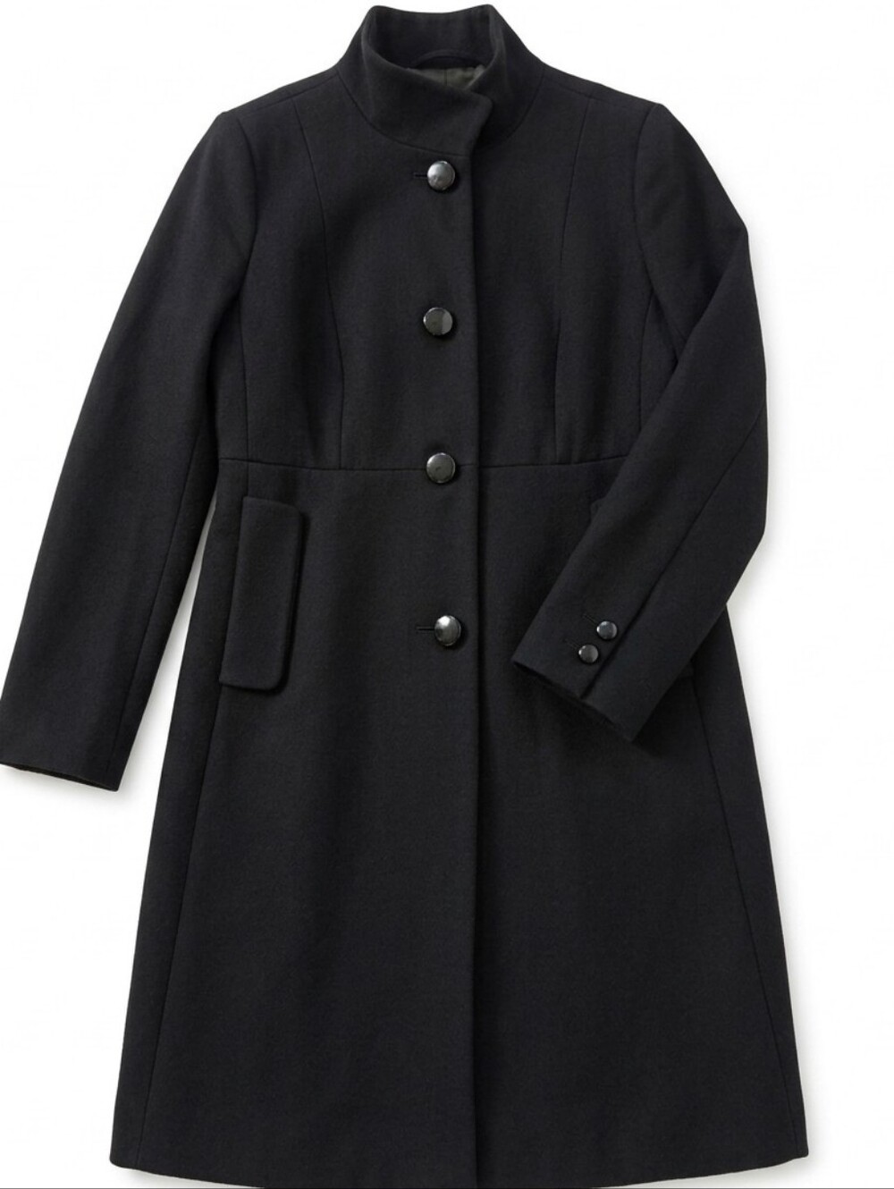 J.Crew Black Single-Breasted Wool Blend Coat - Size 6